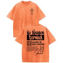 Camiseta Fkatuzi Christian Cross para homens Jesus Faith Orange 3XL Camiseta Fkatuzi Christian Cross para homens Jesus Faith Orange 3XL