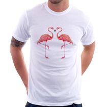 Camiseta Flamingos coração - Foca na Moda