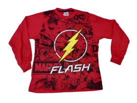 Camiseta Flash Super Herói Blusa de Frio Manga Longa Infantil Maj648 BM