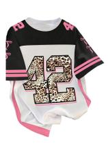Camiseta Floerns Y2k com estampa numérica, decote em V, branca, feminina, tamanho grande Camiseta Floerns Y2k com estampa numérica, decote em V, branca, feminina, tamanho grande