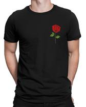 Camiseta Flor Rosa Minimalista Camisa Unissex