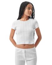 Camiseta Florence by mills Cozy Crush de manga curta canelada branca