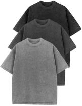 Camiseta Flygo Acid Washed de tamanho grande e solta para homens