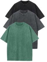 Camiseta Flygo Acid Washed Oversize, pacote com 3 unidades para meninos e meninas Camiseta Flygo Acid Washed Oversize, pacote com 3 unidades para meninos e meninas