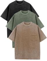 Camiseta Flygo Boys Girls, pacote com 3 unidades, algodão, verão 7-8 anos, preta+café+exército