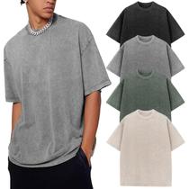 Camiseta Flygo Oversize Acid Wash Vintage Loose Fit, pacote com 4