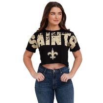 Camiseta FOCO NFL New Orleans Saints Distressed Wordmark Crop Top Camiseta FOCO NFL New Orleans Saints Distressed Wordmark Crop Top
