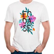 Camiseta foda-se floral camisa divertida engraçada