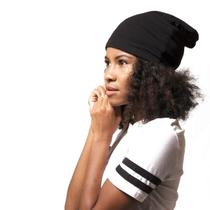 Camiseta forrada de cetim Beanie ADAMA, ultramacia, moderna, preta