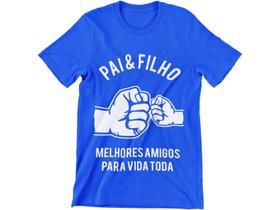 Camiseta Frase Dia Dos Pais Papai Pai e Filho Azul Royal