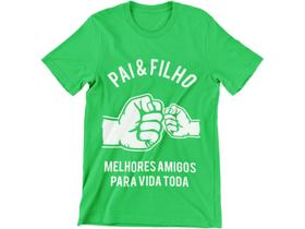 Camiseta Frase Dia Dos Pais Papai Pai e Filho Verde Bandeira
