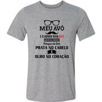 Camiseta frase para o avo prata no cabelo e ouro no coração