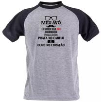 Camiseta frase para o avo prata no cabelo e ouro no coração