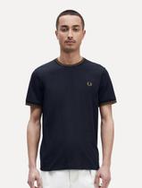 Camiseta Fred Perry Masculina Regular Brown Twin Tipped Azul Marinho