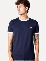 Camiseta Fred Perry Masculina Regular Taped Ringer Azul Marinho Camiseta Fred Perry Masculina Regular Taped Ringer Azul Marinho