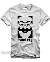 Camiseta Fsociety Mr Robot Democracy Hacker-séries Camisa Camiseta Fsociety Mr Robot Democracy Hacker-séries Camisa