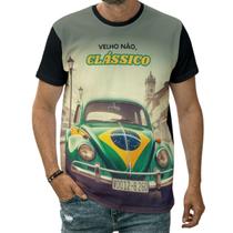 Camiseta Fusca Verde Clássico Bandeira Do Brasil Carro