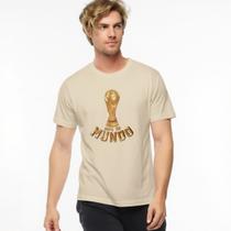 Camiseta Futebol Copa Mundo Troféu Dourado Estampa Unissex Camisa Casual 100% Algodão Conforto Moda