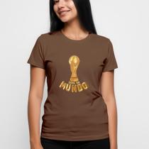 Camiseta Futebol Copa Mundo Troféu Dourado Estampa Unissex Camisa Casual 100% Algodão Conforto Moda