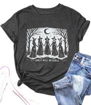 Camiseta FYAPHION Halloween Witch Feminism para mulheres - S Camiseta FYAPHION Halloween Witch Feminism para mulheres - S