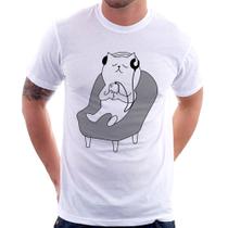 Camiseta Gatinho Ouvindo Música - Foca na Moda