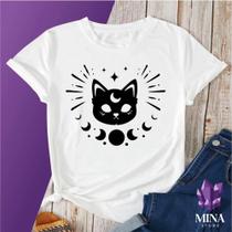 Camiseta Gatinho preto Fofo Místico