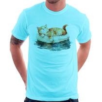 Camiseta Gatinho Relaxando na Bóia - Foca na Moda