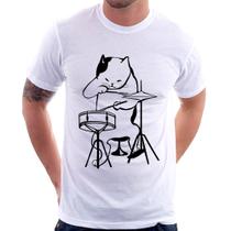 Camiseta Gato Baterista - Foca na Moda