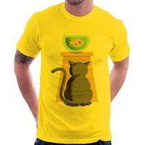 Camiseta Gato e Aquário - Foca na Moda
