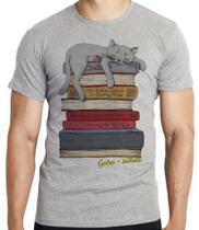 Camiseta Gato + leitura Blusa criança infantil juvenil adulto camisa tamanhos