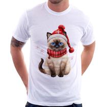 Camiseta Gato Natalino Gorro e Cachecol - Foca na Moda