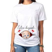 Camiseta Gestante Bebe na barriga Estou chegando...