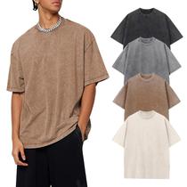 Camiseta Gihuo 4 Unidades Oversized Lavado Ácido Algodão XL Camiseta Gihuo 4 Unidades Oversized Lavado Ácido Algodão XL