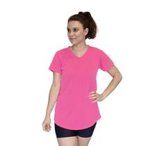 Camiseta Ginástica Academia Poliamida Dry Fit Gola V seca fácil PINA