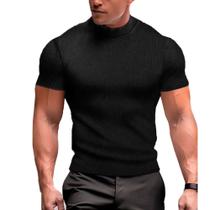 Camiseta Gola Alta Canelada - Cacharrel Manga Curta