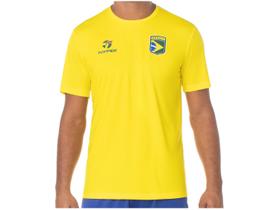 Camiseta Gola Alta de Futebol Topper Brasil Combate Masculina Manga Curta Amarela - Brasil Combate Masculina Manga Curta Amarela