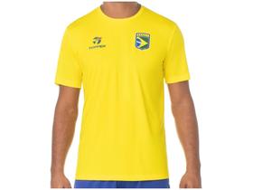 Camiseta Gola Alta de Futebol Topper - Brasil Combate Masculina Manga Curta Amarela Camiseta Gola Alta de Futebol Topper - Brasil Combate Masculina Manga Curta Amarela