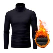 Camiseta Gola Alta Masculina Peluciada Segunda Pele Manga Longa para Inverno Flanelada