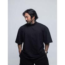 Camiseta gola alta oversized masculina 100% algodão/camiseta basica/masculina