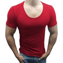 Camiseta Gola Canoa Básica Slim Lisa Manga Curta