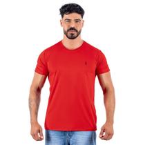 Camiseta Gola Careca Masculina Básica Vermelha Algodão