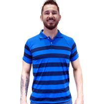 Camiseta Gola Polo John Masculina Listrada Camisaria Colombo Azul Royal