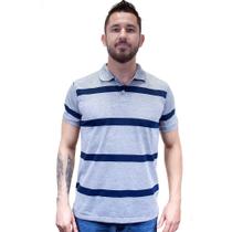 Camiseta Gola Polo Zek Masculina Listrada Camisaria Colombo Mescla