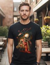Camiseta Gola Redonda Estampa Esqueleto Estilizado Masculina Camiseta Gola Redonda Estampa Esqueleto Estilizado Masculina