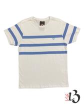 Camiseta Gola Redonda Listrada - Branca / Jeans Camiseta Gola Redonda Listrada - Branca / Jeans