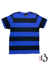 Camiseta Gola Redonda Listrada Infantojuvenil - Azul Tiffany / Preta