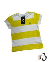 Camiseta Gola Redonda Listrada Infantojuvenil - Branca / Amarela