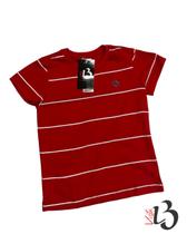 Camiseta Gola Redonda Listrada Infantojuvenil - Vermelha / Branca Camiseta Gola Redonda Listrada Infantojuvenil - Vermelha / Branca