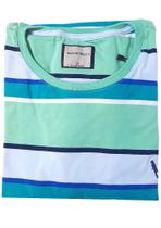 Camiseta gola redonda listrada verde água azul e branco Coleção Elegance Arara
