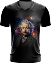 Camiseta Gola V Albert Einstein Físico Brilhante Gênio 10 Camiseta Gola V Albert Einstein Físico Brilhante Gênio 10